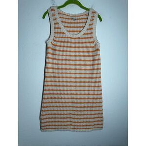 AMERICAN EAGLE DRESS WOMEN'S SIZE M STRIPED ORANGE BEIGE SLEEVELESS COTTON EUC